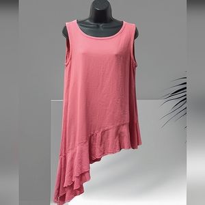 - 🌞Summer Cotton GAUZE. COTTON WAYS ASYMMETRIC RUFFLED TANK TOP